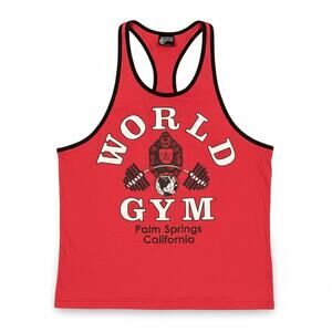 Vintage World Gym Gorilla Ringer Tank Top Shirt Large Y2K Bodybuilding Workout